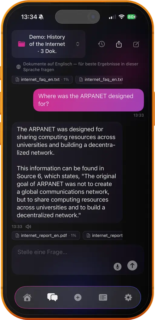 Noxidox on iPhone: on-device AI document analysis